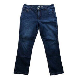 Lee Womens Jeans Size 36W Measured Regular Fit Straight Leg Mid Rise Blue Denim